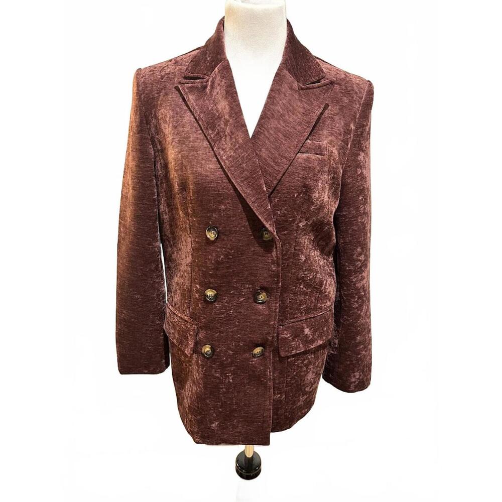 Commense Oversize Crushed Velvet‎ Plum Blazer/Pea Coat Fall Quiet Sophistication